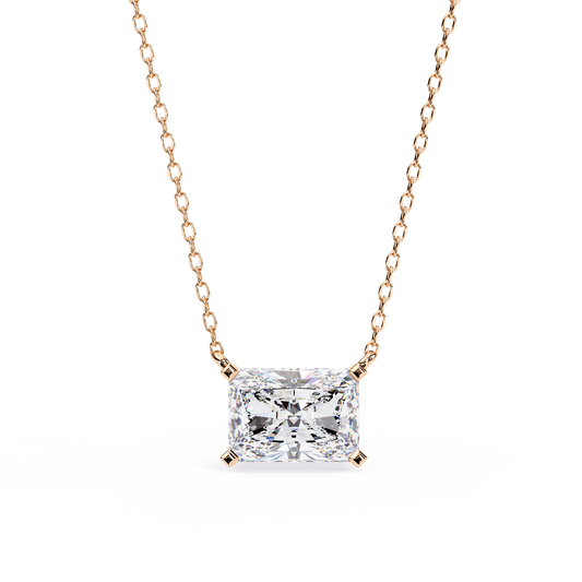 1.95ct Horizontal Radiant Solitaire Diamond Pendent in Yellow Gold