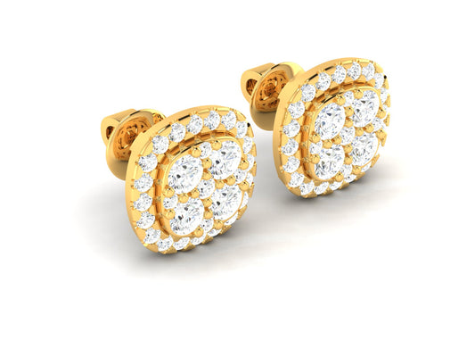 Square Halo Cluster Studs Earrings In Rose Gold - 1.41 Ct Round Brilliant Cut Diamonds