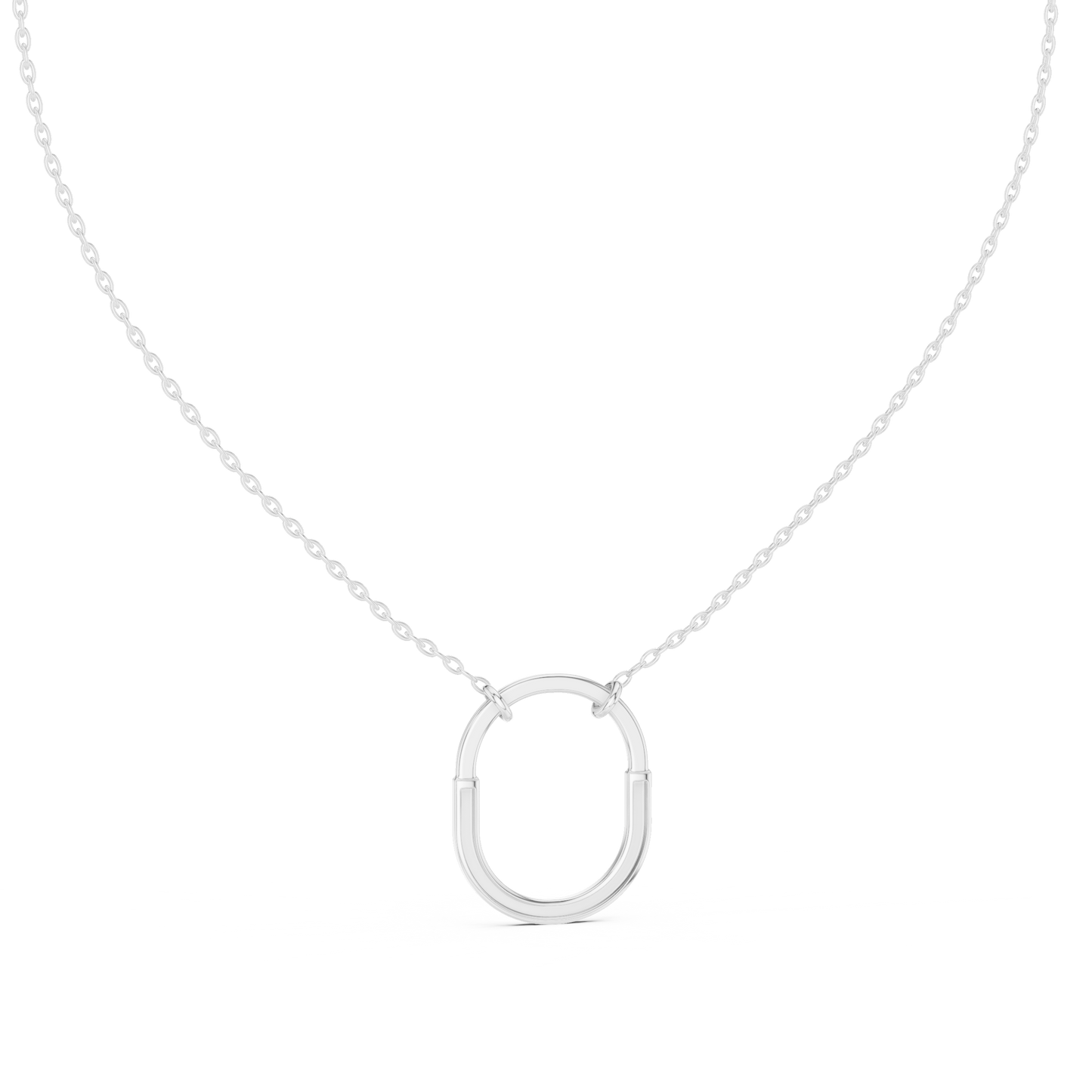 Gold Oval Link Pendant with Diamond Pavé Arch : 0.11CTW
