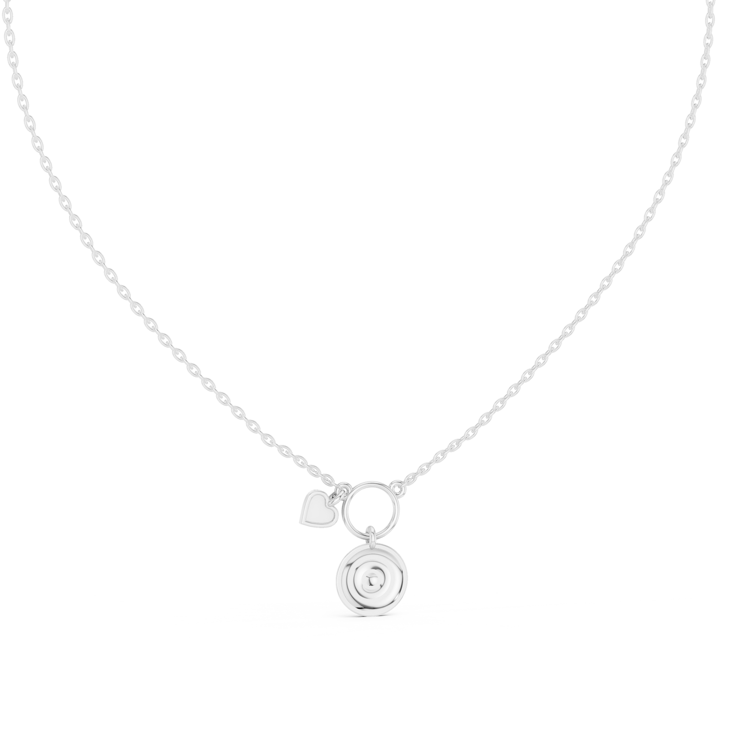 Gold Evil Eye and Pink Heart Charm Pendant