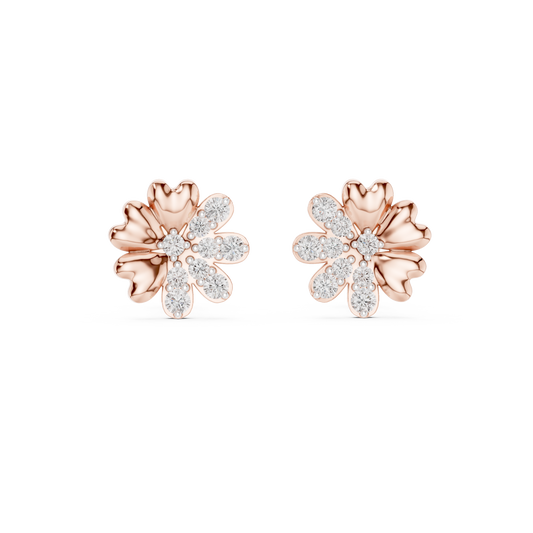 0.35ctw Yellow Gold Diamond Flower Stud Earrings – Blossom Collection