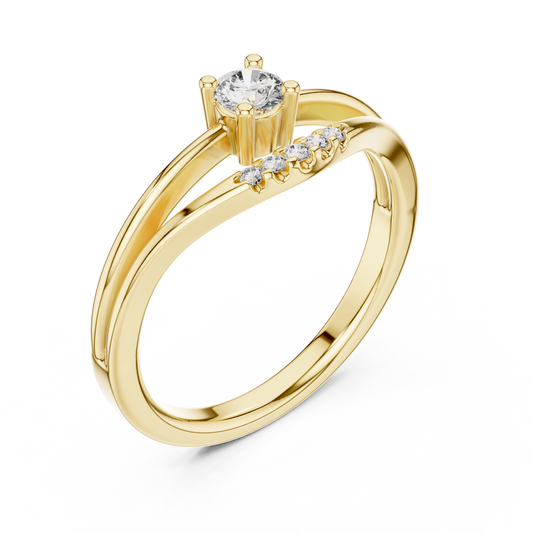 0.19CTW Round Cut Diamond Bypass Solitaire Ring in White Gold