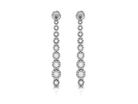 Pave Chain Drop Earrings In Rose Gold - 0.19 Ct Round Brilliant Cut