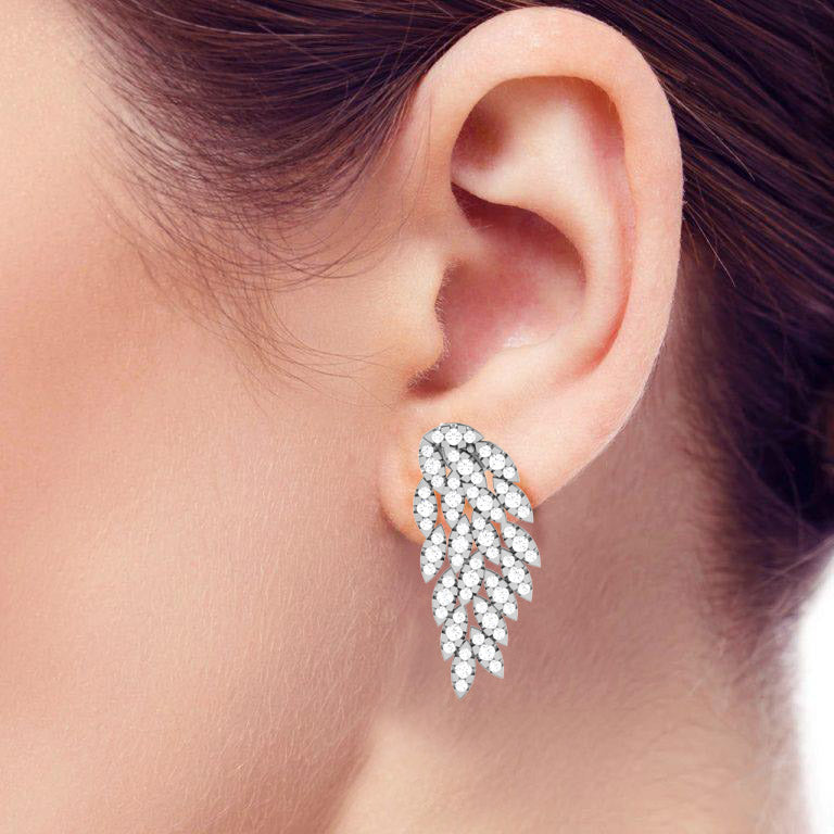 Celestial Wings Diamond Drop Earrings - 0.9 Ct Round Brilliant Cut