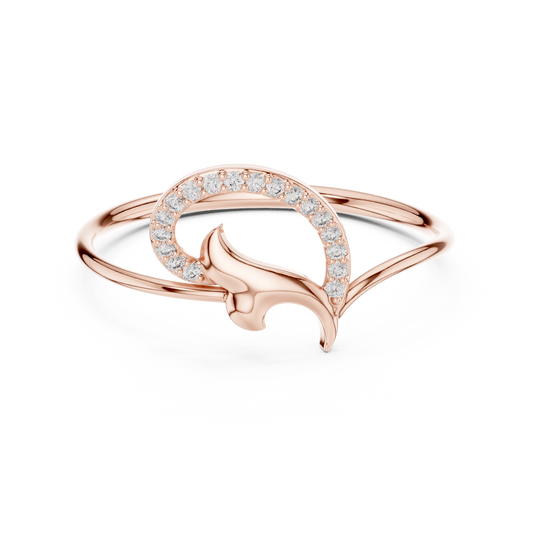 0.05 Carat Diamond Abstract Swirl Ribbon Ring | Yellow Gold