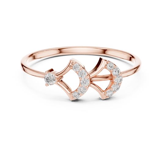 0.08 Carat Diamond Double Geometric Shield Ring | Yellow Gold