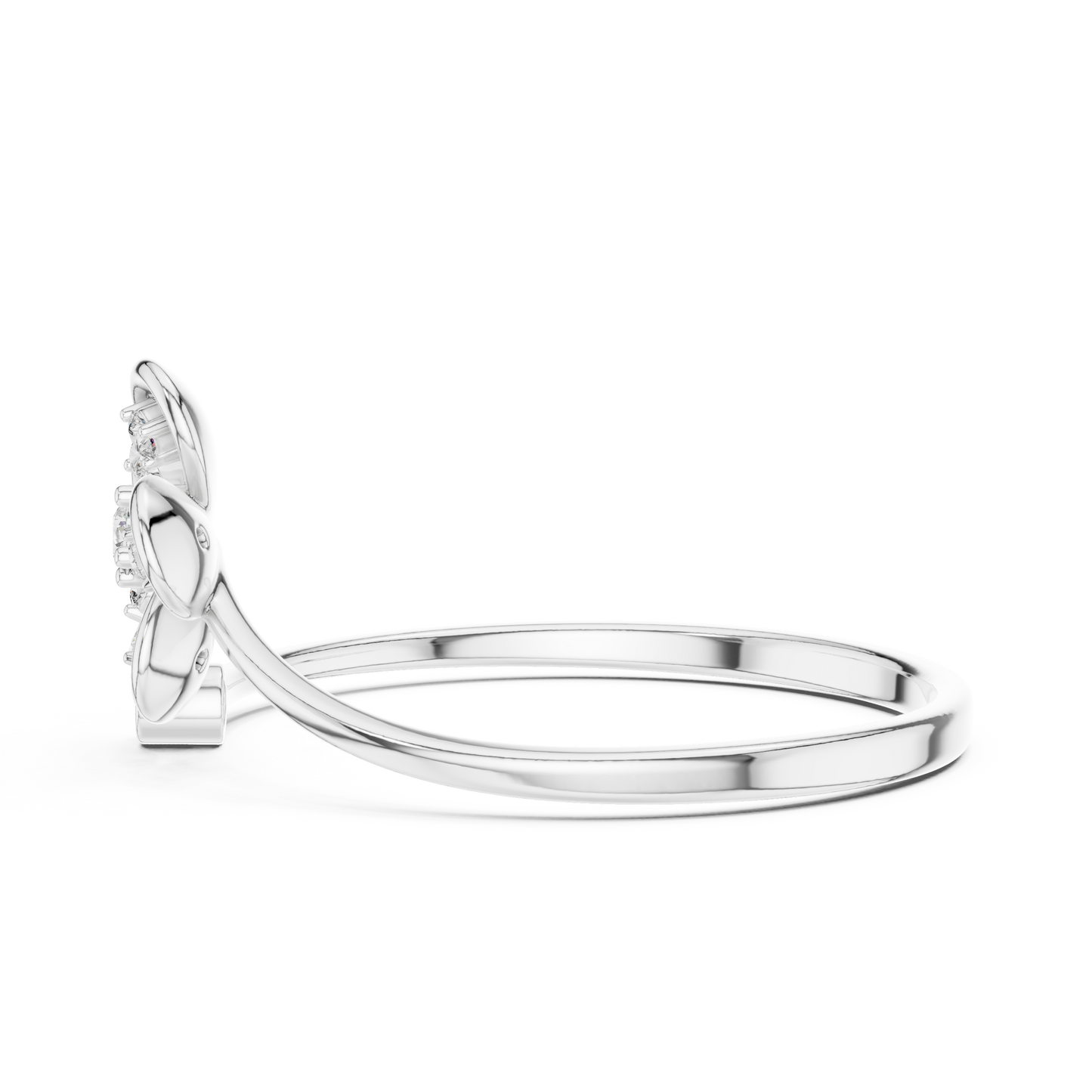 0.06 Carat Diamond Five Petal Flower Bypass Ring | Yellow Gold