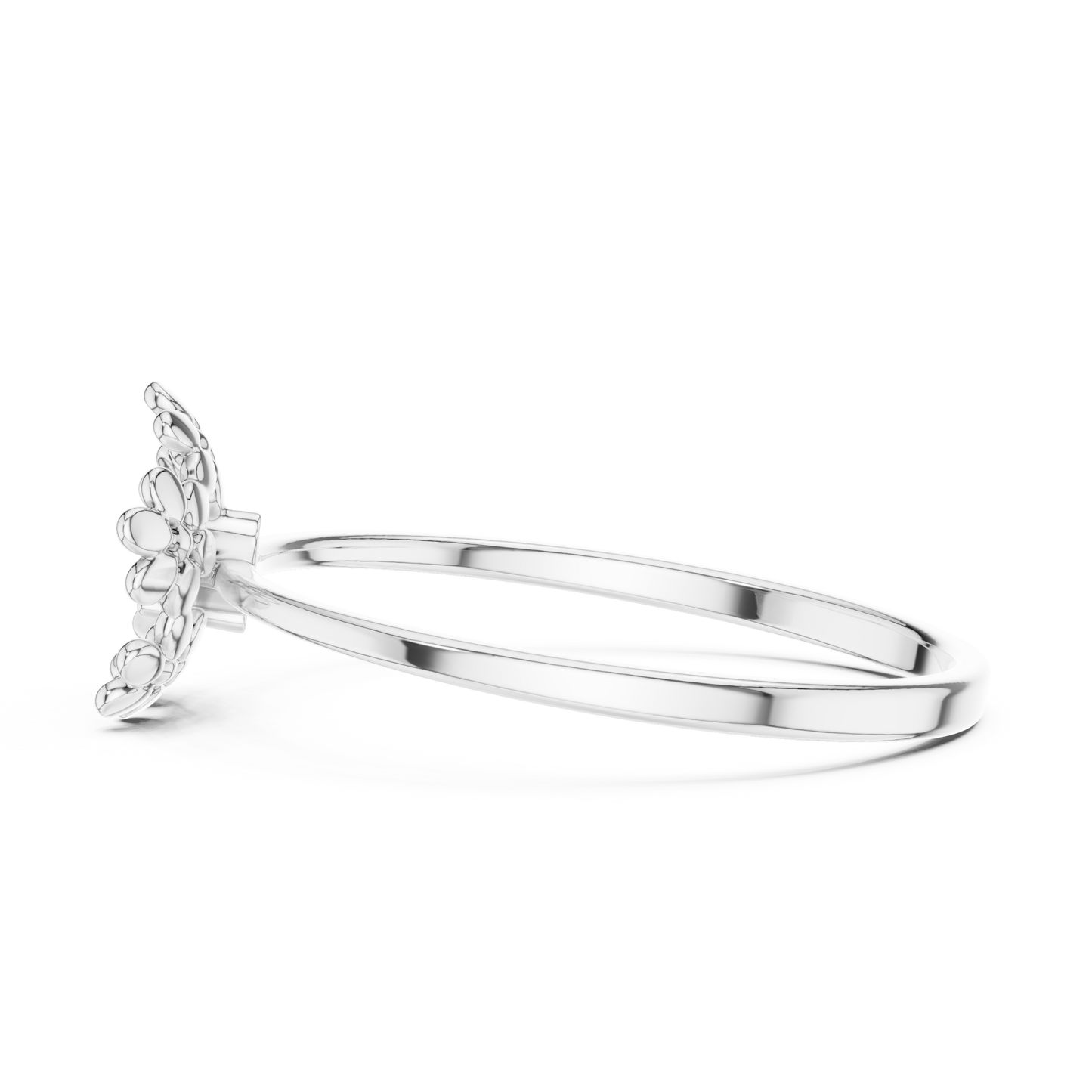 0.03 Carat Diamond Open Pentagon Flower Garland Ring | Yellow Gold