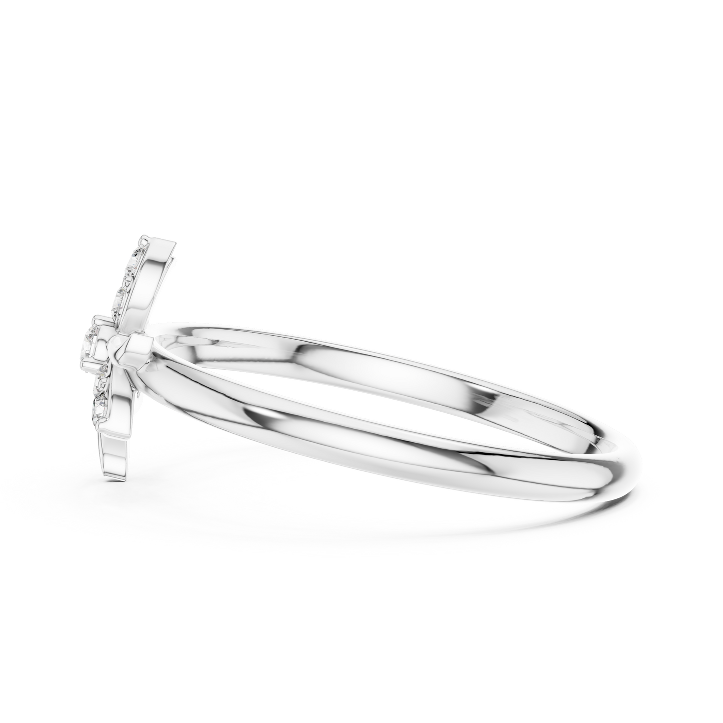 0.08 Carat Diamond Asymmetric Flower Lily Ring | Yellow Gold