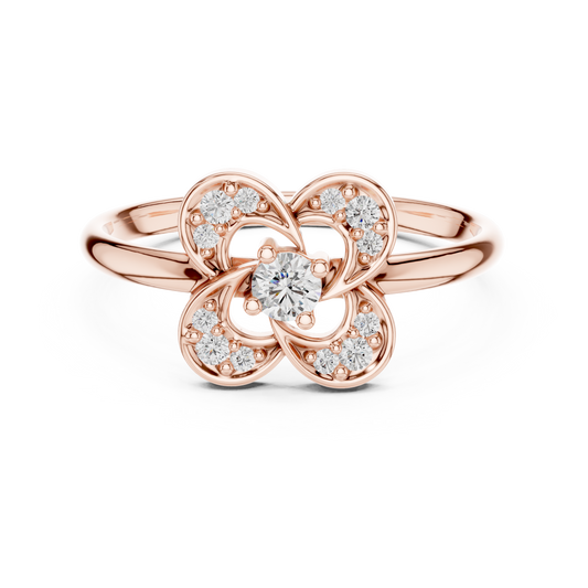 0.11 Carat Diamond Interlocking Swirl Clover Ring | Yellow Gold