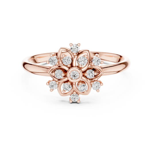0.10 Carat Diamond Mandala Rosette Cluster Ring | Yellow Gold