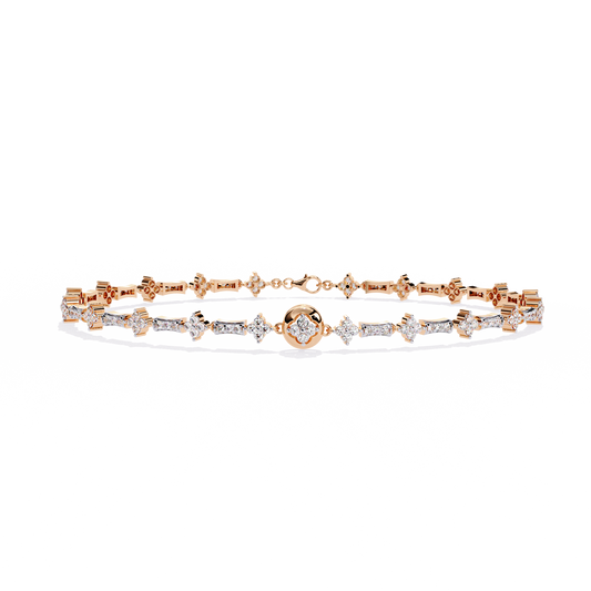 The 'Celestial Bloom' Diamond and Gold Bracelet - 0.82 Ct