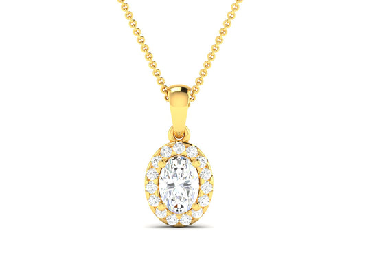 Ovel Cluster Pendent In Gold - 0.89 Diamonds