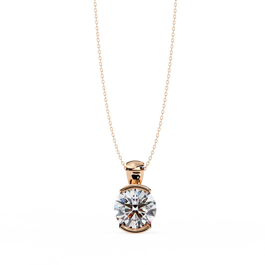 The Zenith Half-Bezel Solitaire Orbit Pendant in Gold- 2.22 Ct Diamonds