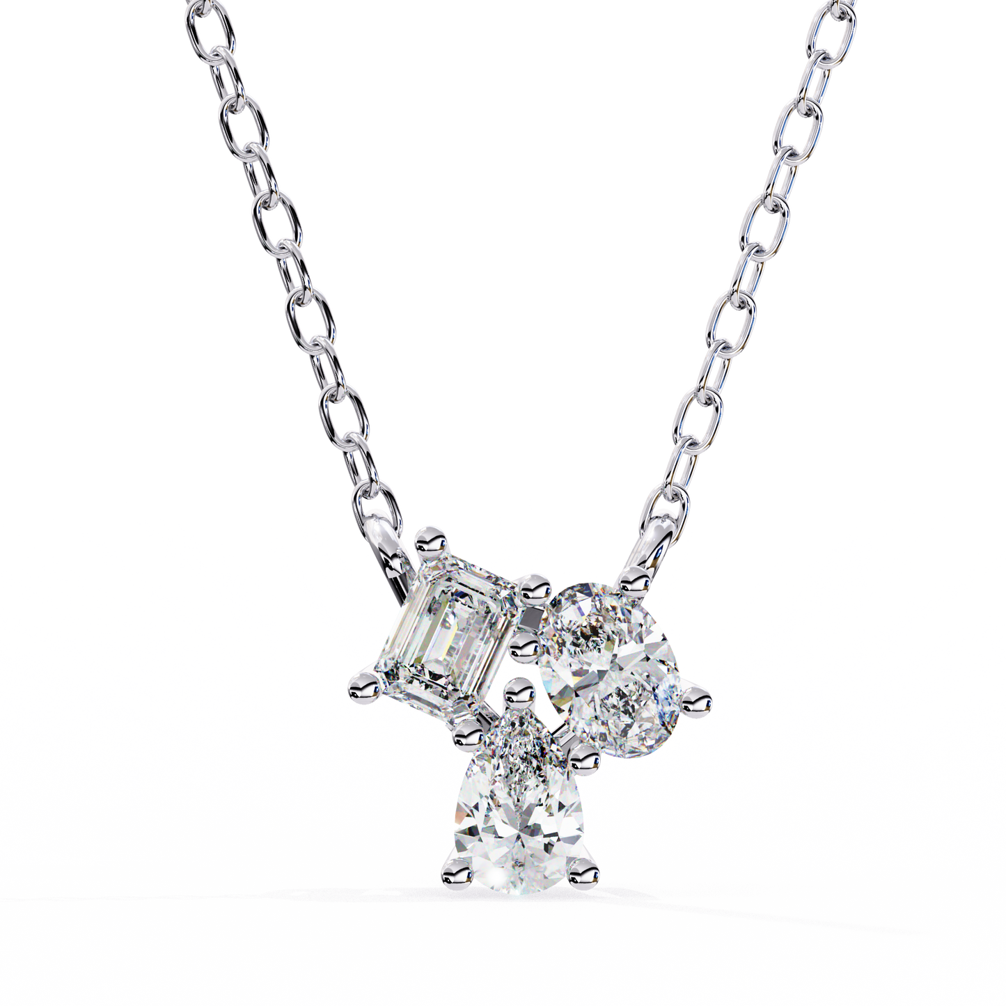 The Trinity Cluster: A Multi-Shape Diamond Statement Pendant- 0.93 Ct