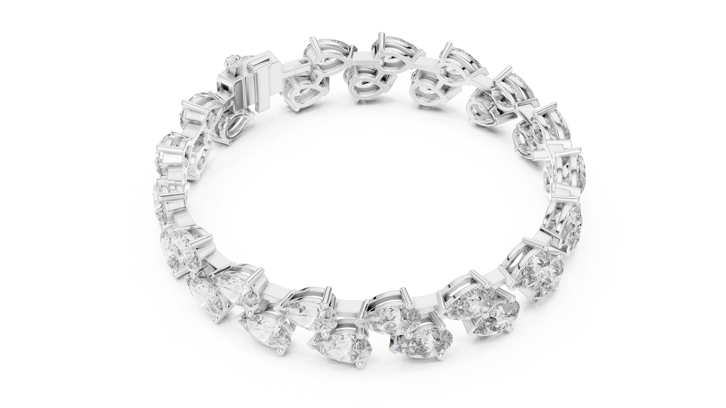 26.52CTW Double Row Pear Cut Diamond Statement Bracelet