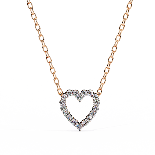 0.37ct Brilliant-Cut Diamond Pavé Heart Pendent Necklace in Yellow Gold Vermeil