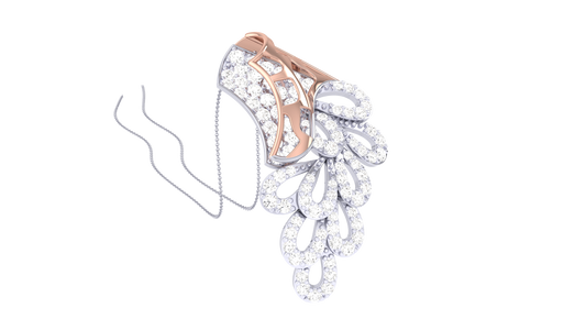 Feather-Inspired Geometric Diamond Pendant In Gold - 0.70 Ct Brilliant Cut