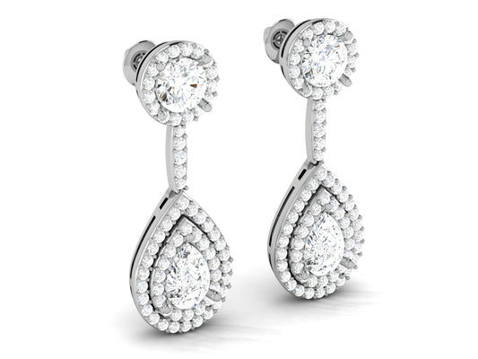 Teardrop Double Halo Drop Earrings In Rose Gold - 5.02 Ct Round Brilliant Cut Diamonds