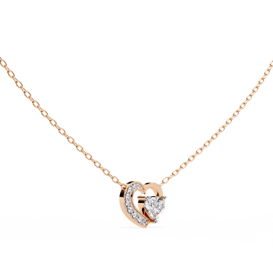 Heart-Shaped Diamond Pendant in Two-Tone Gold- 0.89 Ct