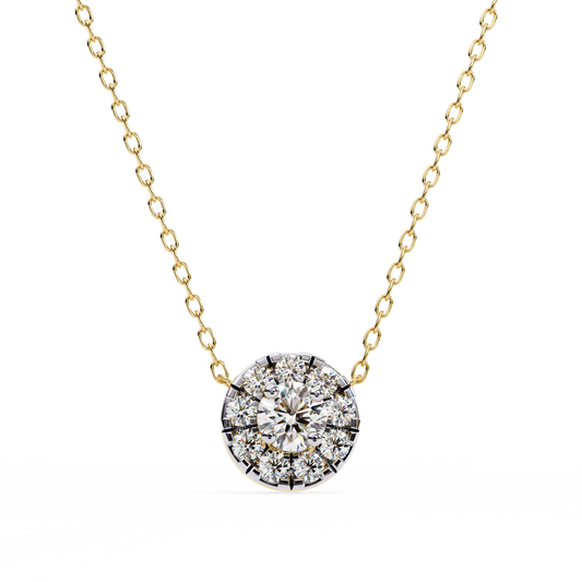 Celestial Halo Diamond Cluster Pendant in Yellow Gold- 0.24 Ct