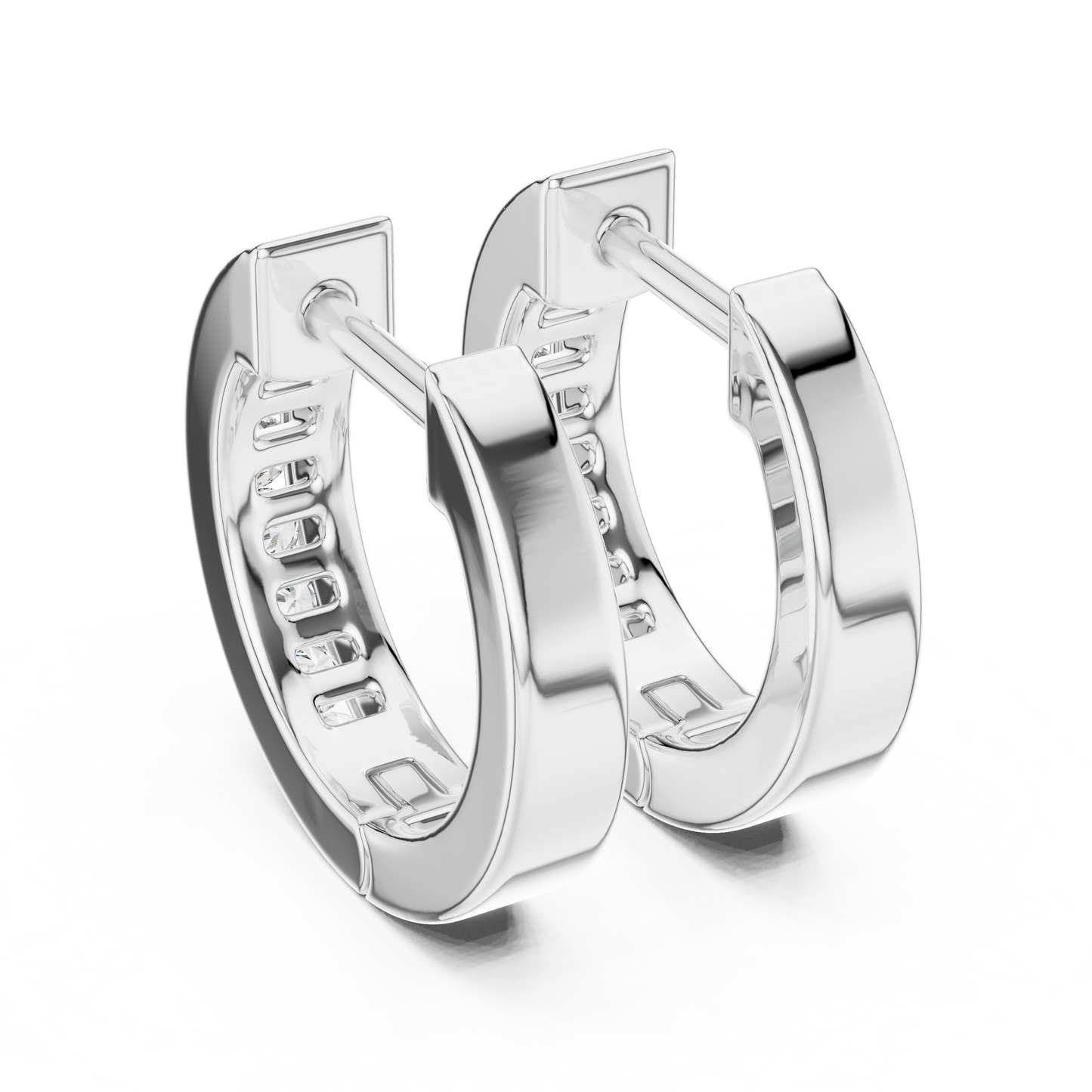 0.14ctw Channel Set Diamond Huggie Hoop Earrings in Yellow Gold
