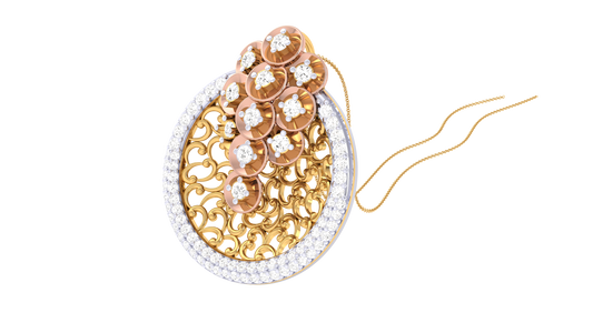 Ornate Scroll Gold Pendant – 0.54 Ct Brilliant Diamonds