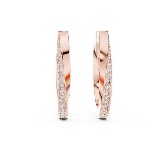 0.38CTW Twisted Bypass Diamond Huggie Hoop Earrings in Yellow Gold