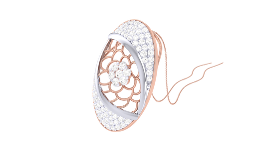 Floral Lattice Pendant In Gold – 0.58 Ct Diamonds