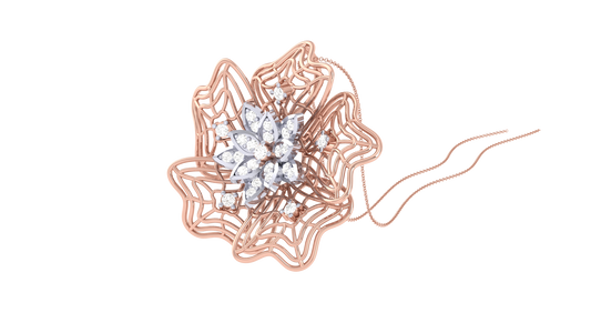 Golden Snowflake Pendant - 0.17 Ct Sparkling Diamonds