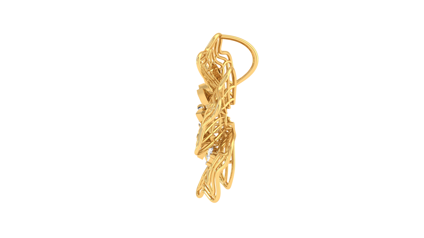 Golden Snowflake Pendant - 0.17 Ct Sparkling Diamonds