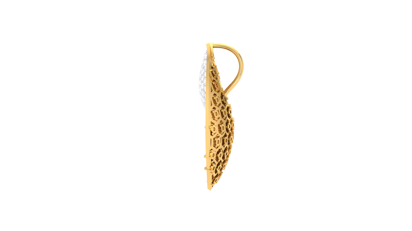 Woven Solitaire Gold Pendent - 0.95 Ct Briliant Cut Diamonds