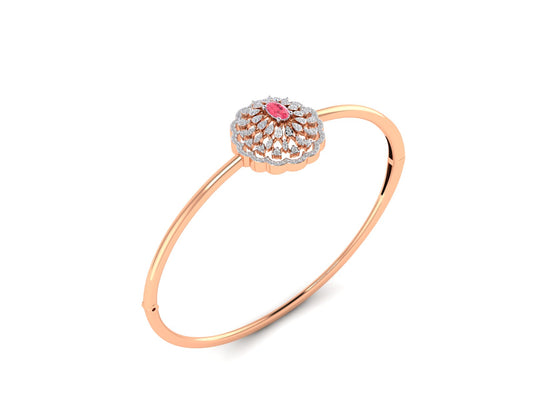 Floral Radiant Halo Gold and Diamond Bracelet - 0.51Ct