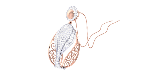 Teardrop Filigree Diamond Pendant In Gold – 4.10 Ct Dazzling Diamonds