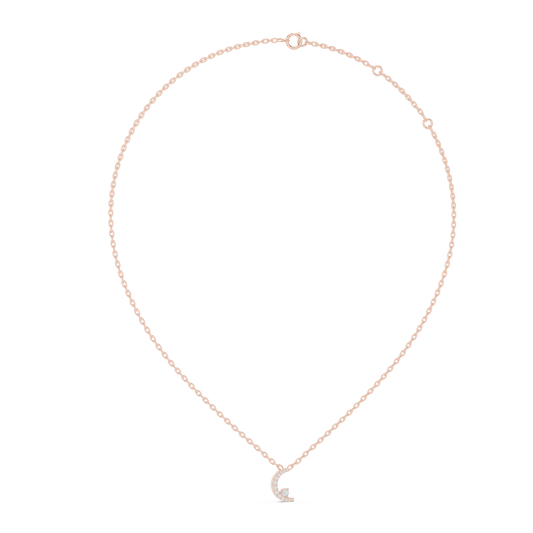 0.21ctw Solid Gold Pave Diamond Crescent Moon Celestial Charm Pendant