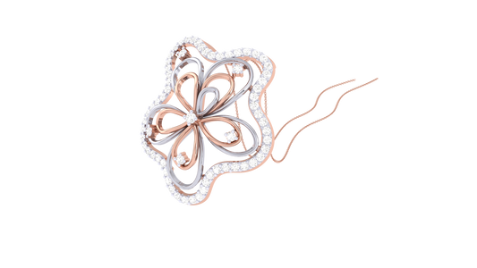 Four-Petal Bloom Pendant - 0.44 Ct Brilliant Cut Diamonds In Gold