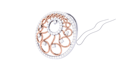 Ornate Halo Pendant With Gold Swirl Motif – 0.63 Ct Sparking Diamonds