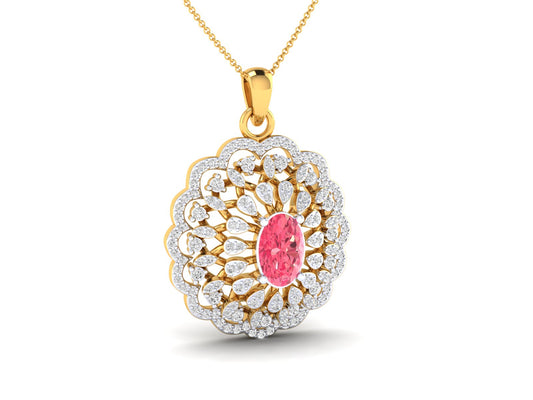 0.56 Ct Diamond Rose Gold Floral Pendent