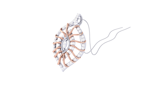 Twinned Leaf Motif Pendant In Gold – 0.28 Ct Sparking Diamonds