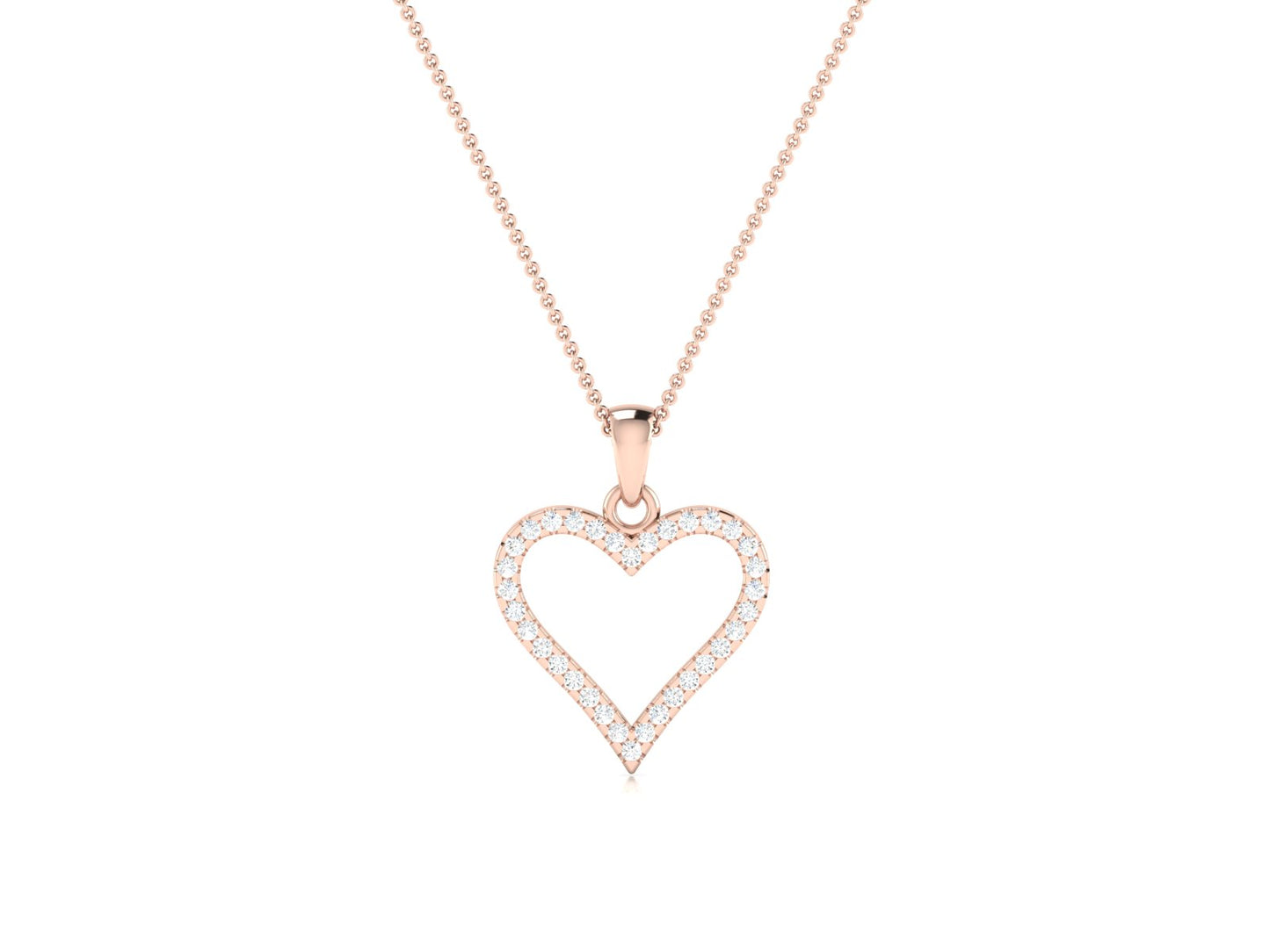 Delicate Hart Pendent With Diamond In Gold