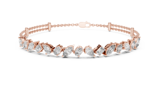 1.04CTW Asymmetric Multi-Shape Diamond Bracelet in Yelow Gold