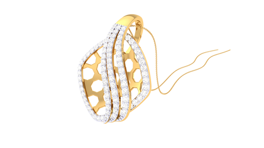 Chic Flow Golden Pendent - 0.63 Ct Dazzling Diamonds