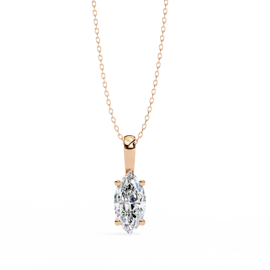 Golden Embrace: 0.93ct The Classic Marquise Solitaire Diamond Pendant