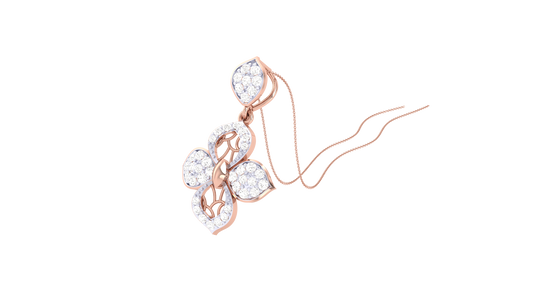 Sparking Clover Pendent In Luminious Yellow Gold - 0.29 Ct Diamond Cluster