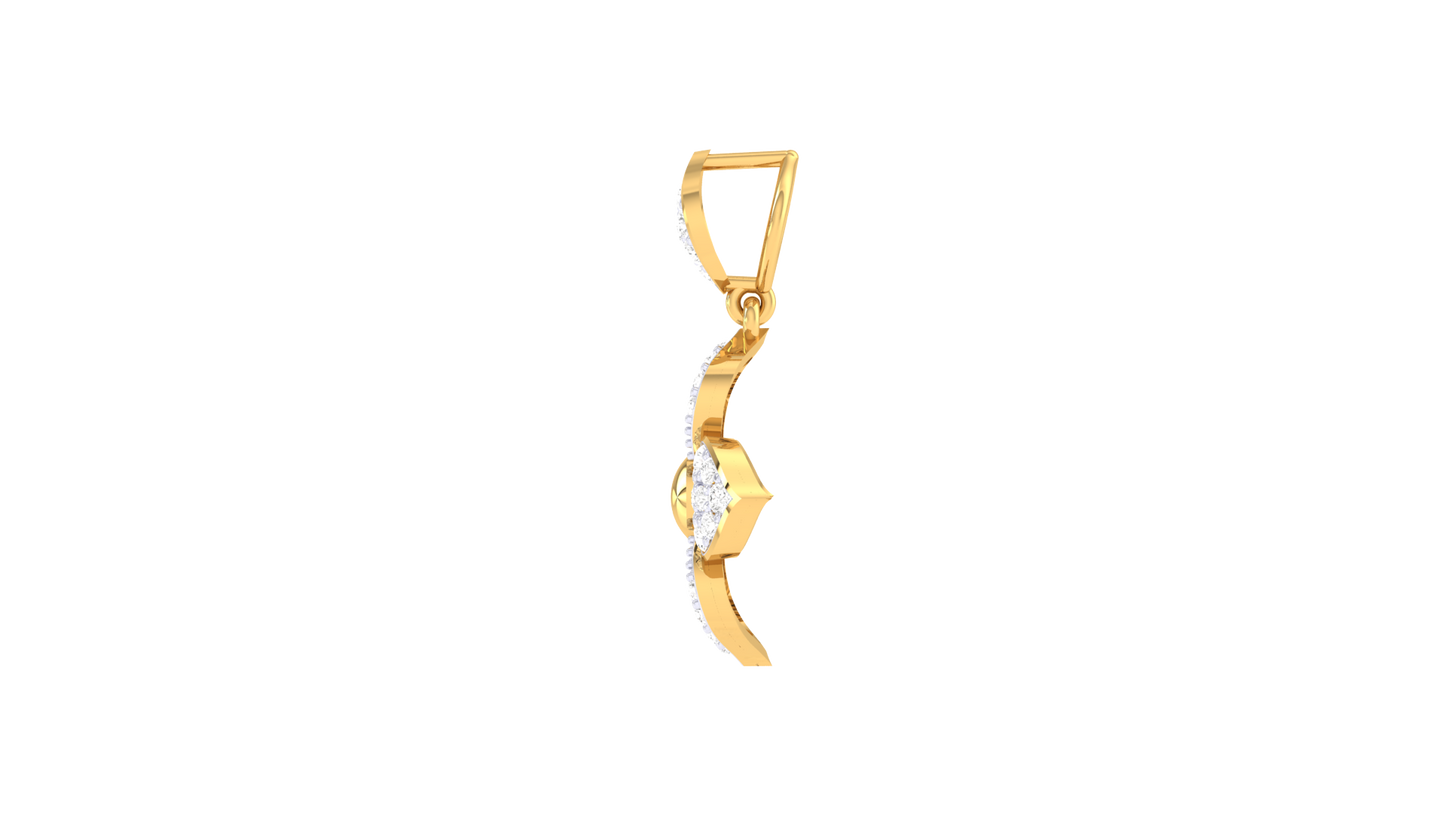 Sparking Clover Pendent In Luminious Yellow Gold - 0.29 Ct Diamond Cluster