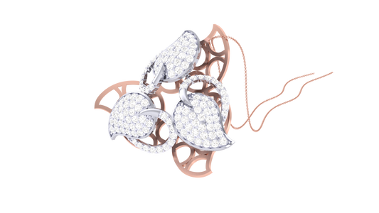 Chic Leaf Pattearn Gold Pendent - 1.14 Ct Brilliant Cut Diamonds