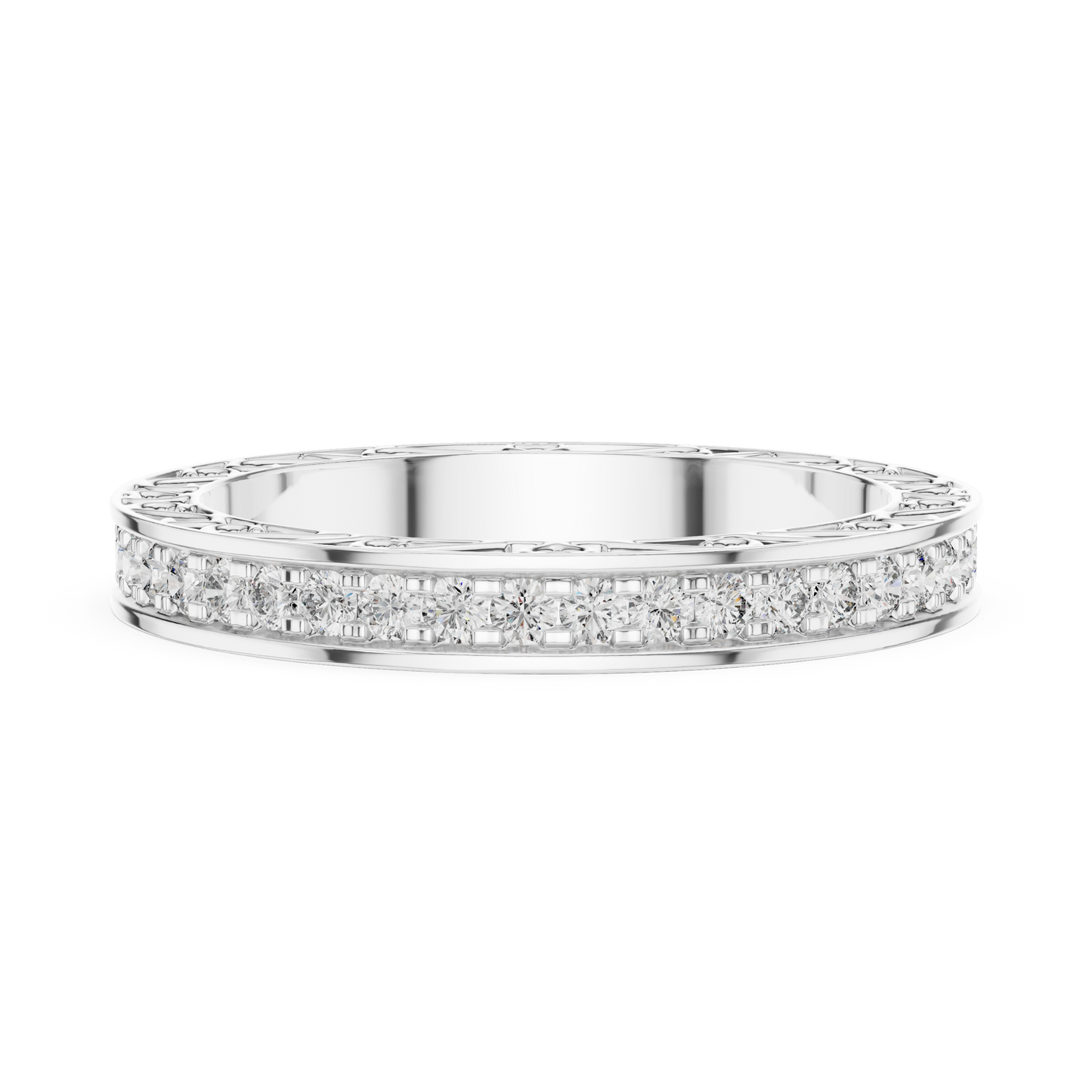 0.50CTW Round Cut Diamond Vintage Filigree Eternity Band in Yellow Gold