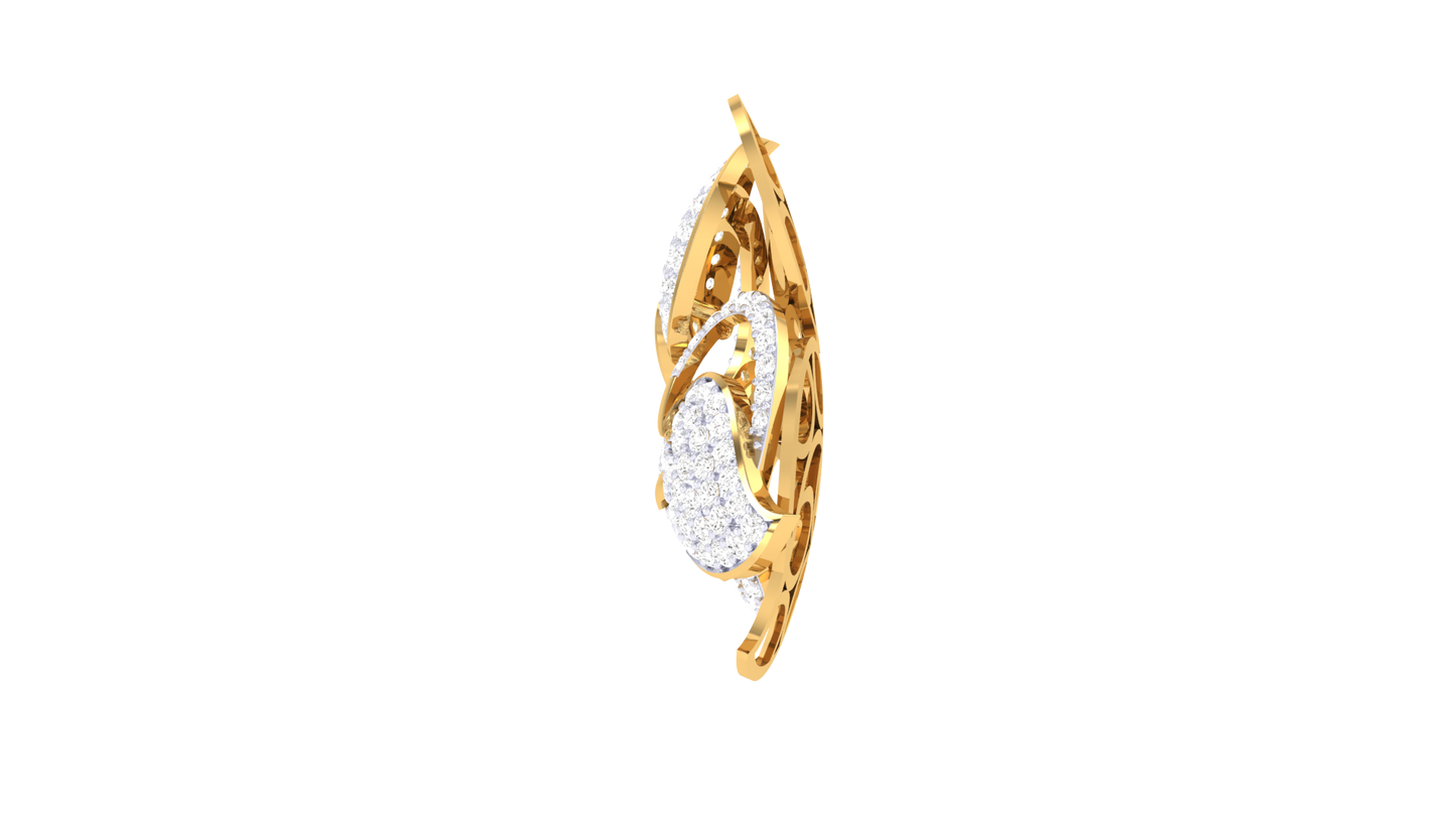 Chic Leaf Pattearn Gold Pendent - 1.14 Ct Brilliant Cut Diamonds