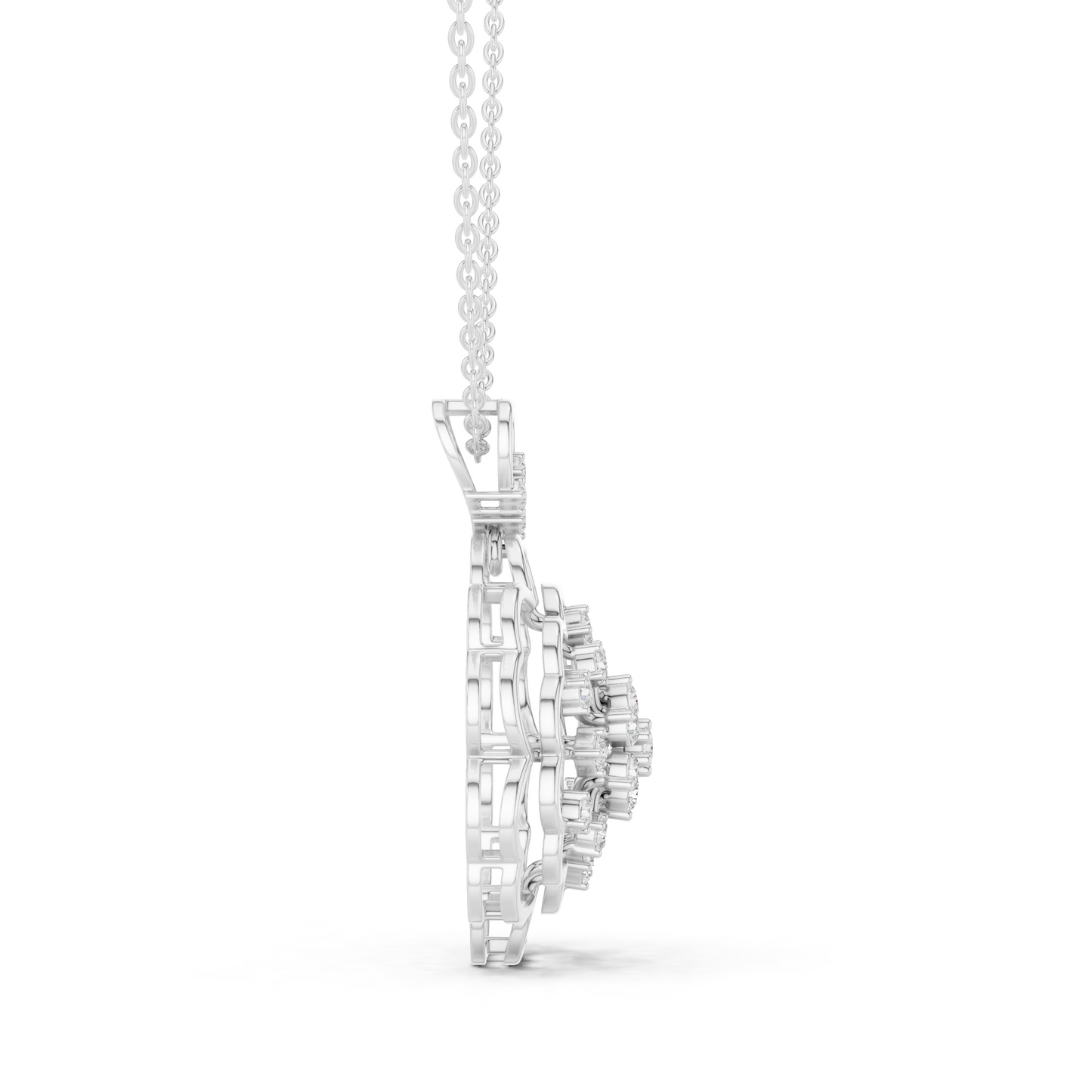 0.71CTW Floral Filigree Diamond Pendant in Yellow Gold