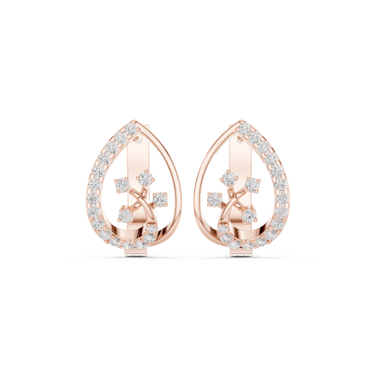 0.47CTW Yellow Gold Elegant Teardrop Diamond Hoop Earrings | Marquise-Style Pavé Huggies